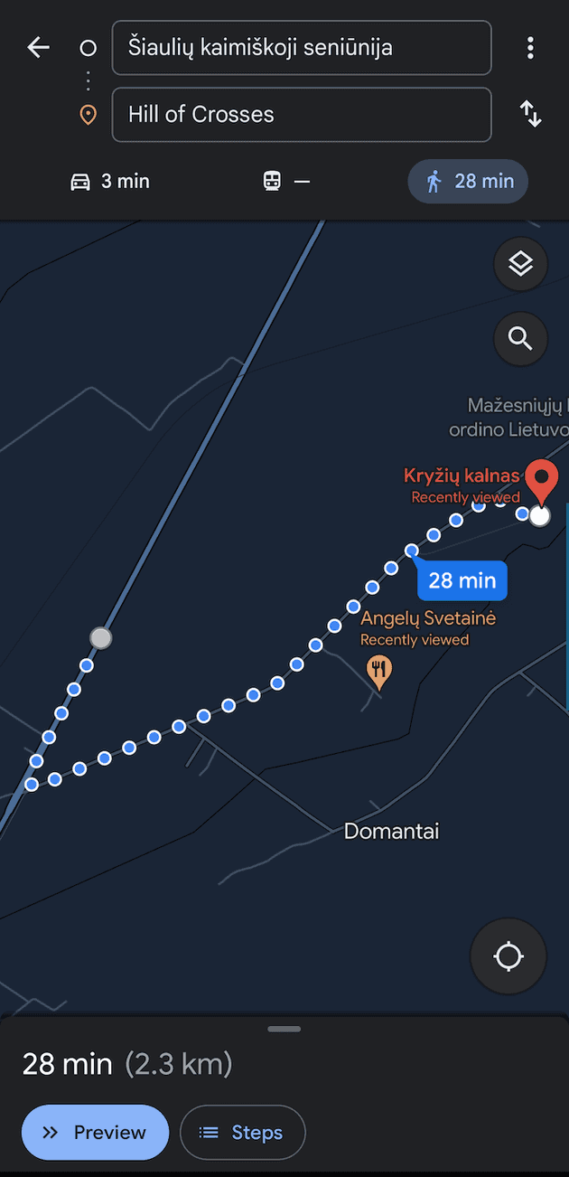 徒歩ルートのGoogle Maps